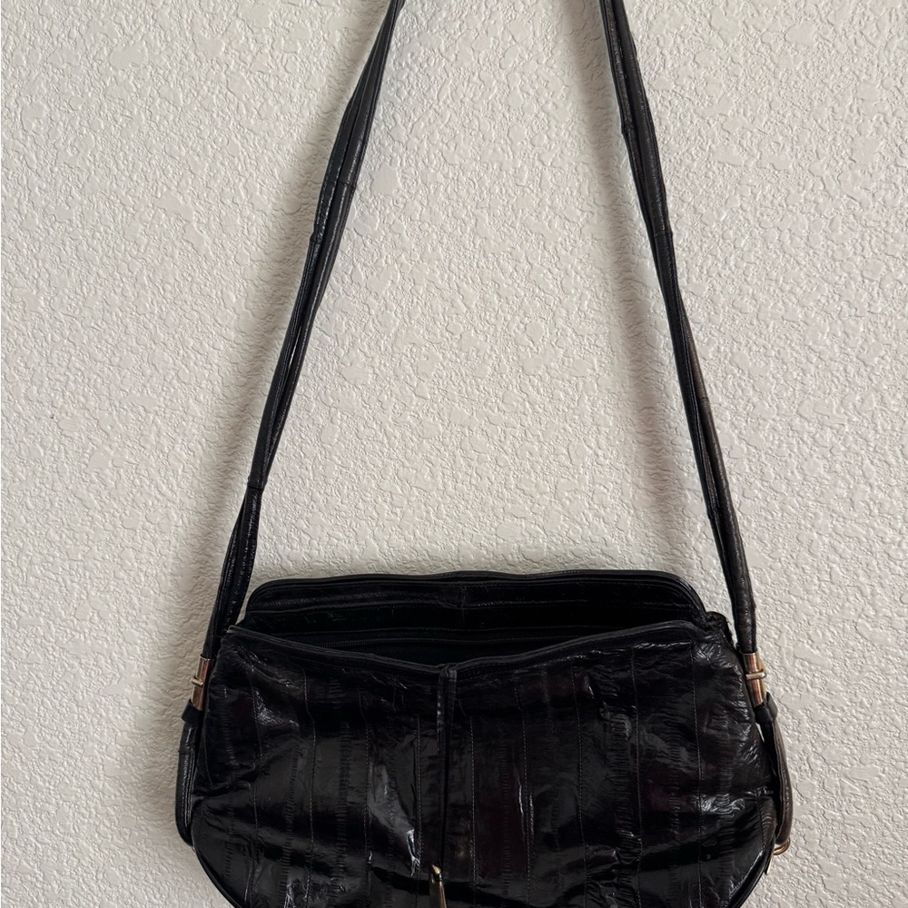 Chic Black Eelskin  Shoulder Bag